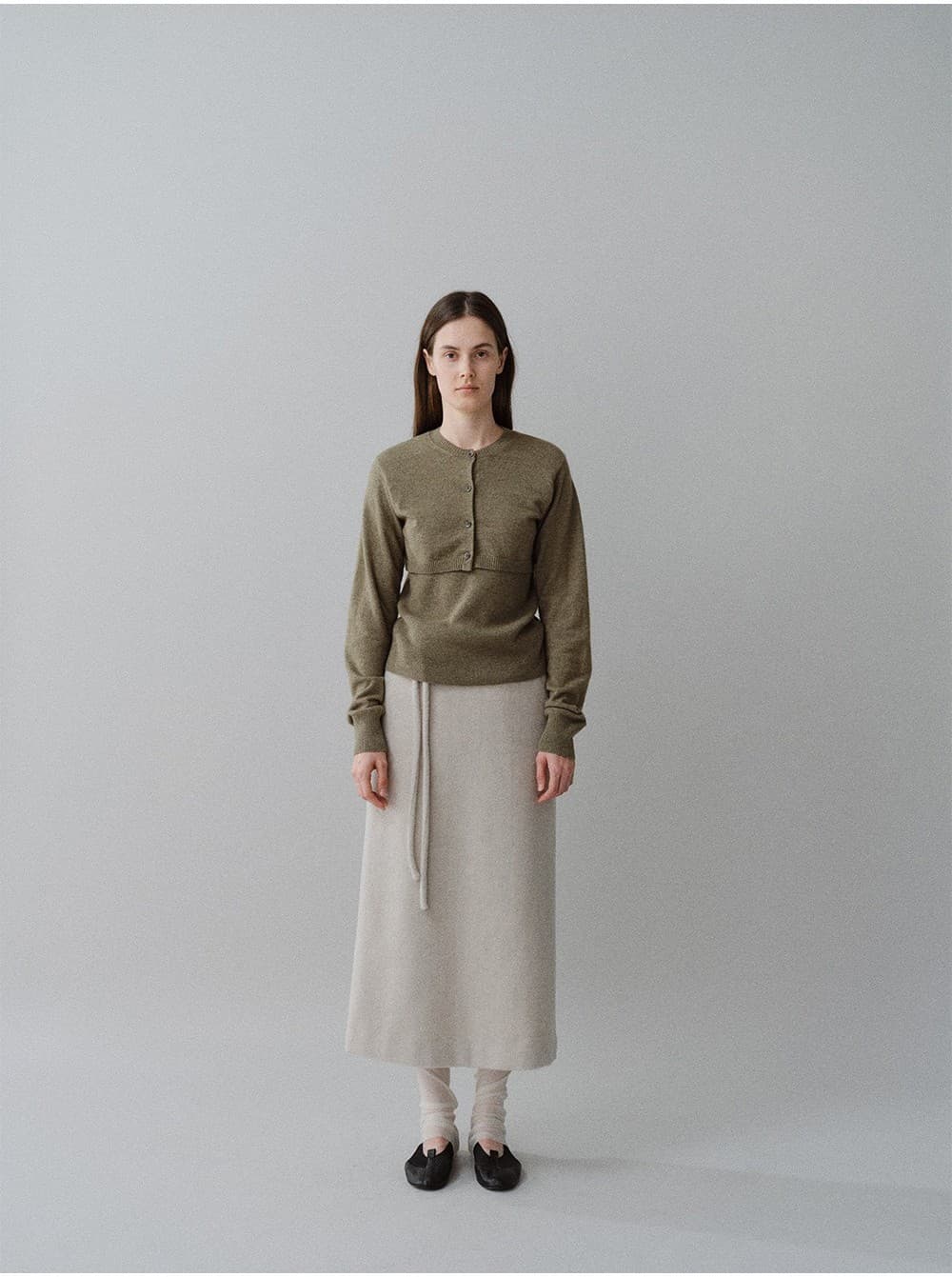 TFW CASHMERE LAYERD BOLERO KNIT CARDIGAN_KHAKI — vue 6