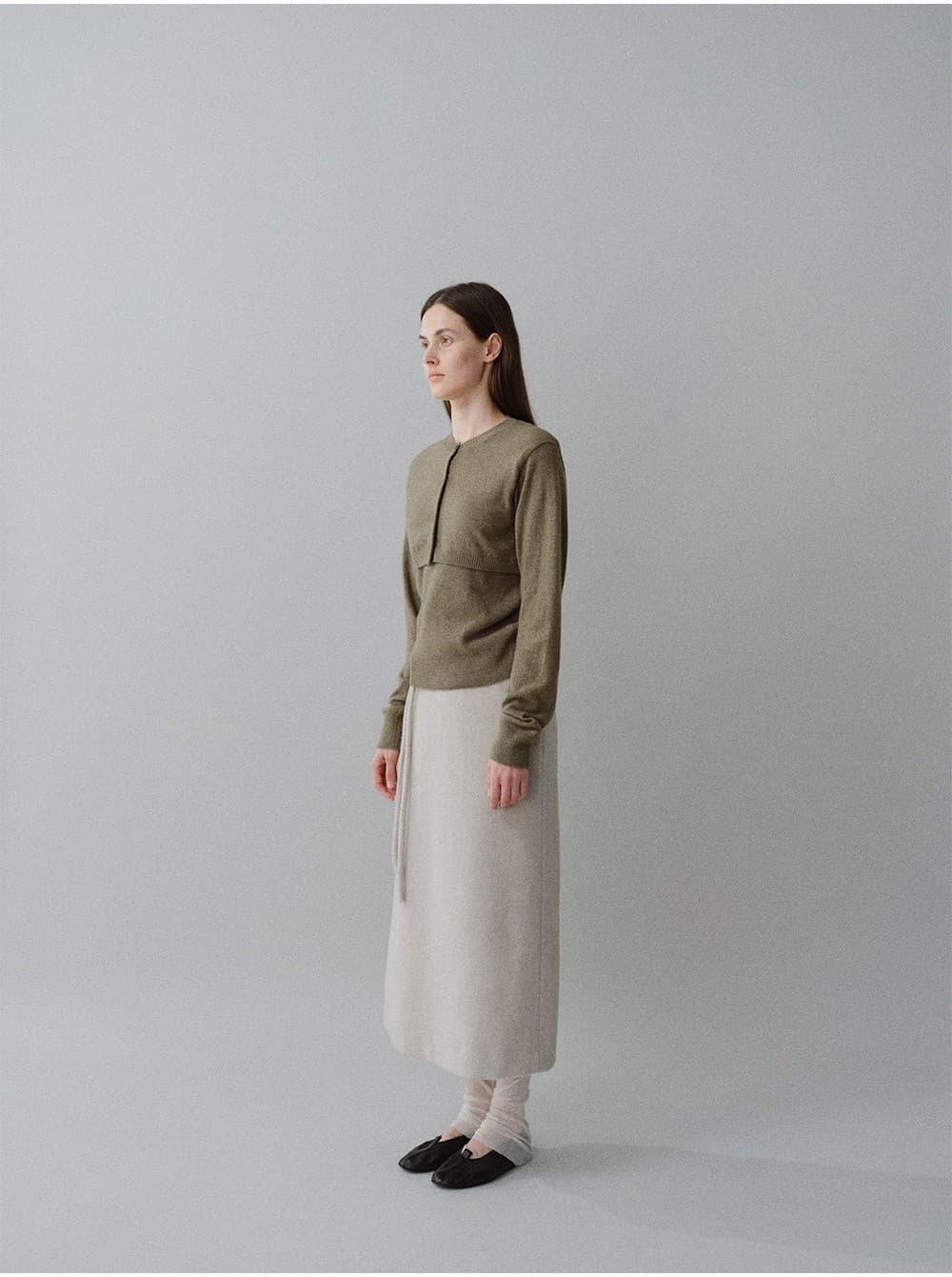 TFW CASHMERE LAYERD BOLERO KNIT CARDIGAN_KHAKI — vue 10