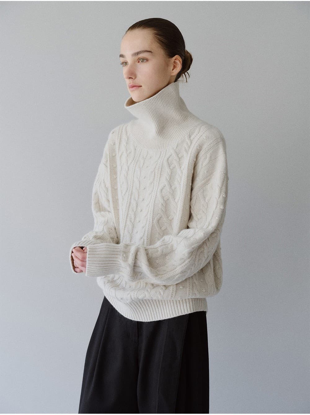 TFW CLASSIC FISHERMAN TURTLENECK KNIT TOP_OAT-GREY — vue 10
