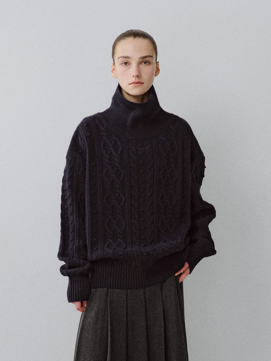 TFW CLASSIC FISHERMAN TURTLENECK KNIT TOP_D-NAVY — vue 4