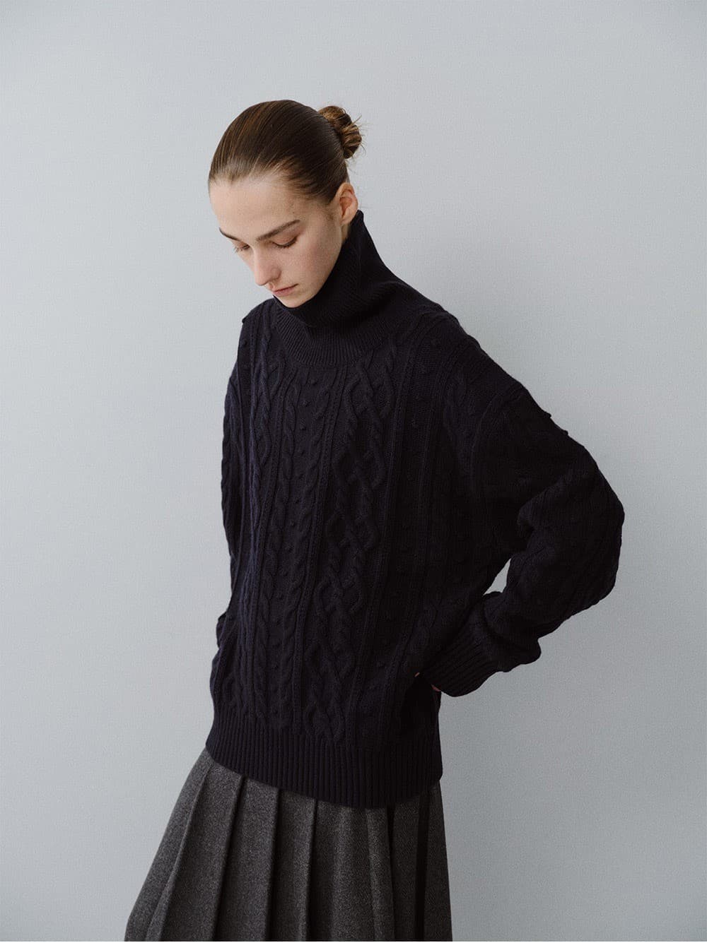 TFW CLASSIC FISHERMAN TURTLENECK KNIT TOP_D-NAVY — vue 10