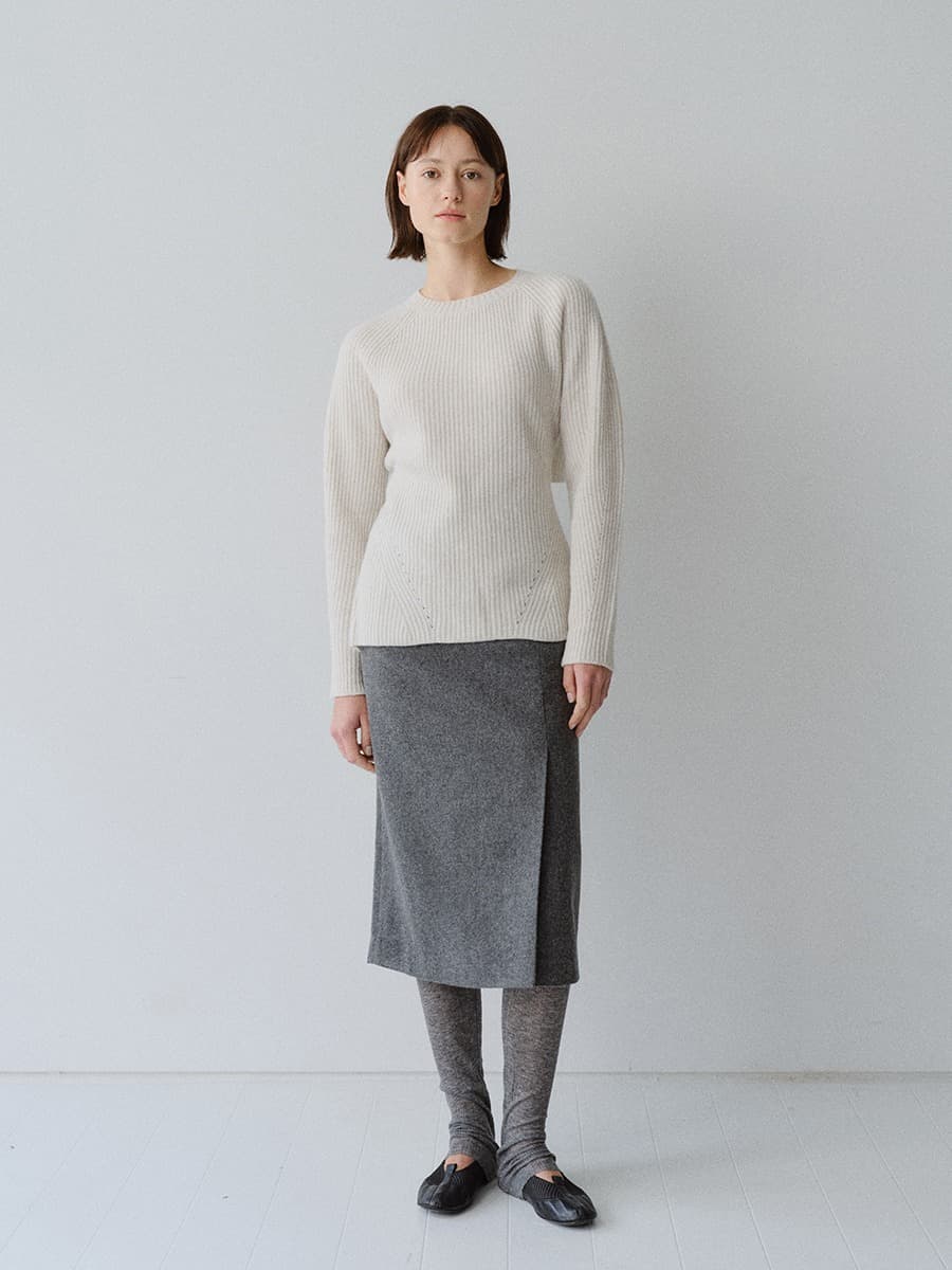 TFW MERINO WOOL BACK OPEN KNIT TOP_NATURAL GREY — vue 2