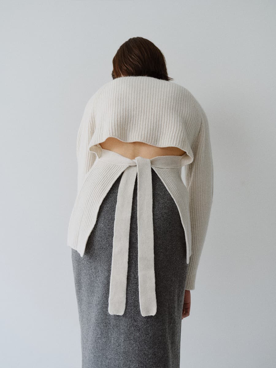 TFW MERINO WOOL BACK OPEN KNIT TOP_NATURAL GREY — vue 3