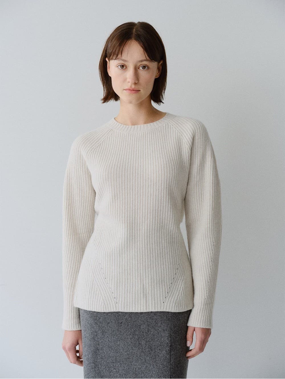 TFW MERINO WOOL BACK OPEN KNIT TOP_NATURAL GREY — vue 6