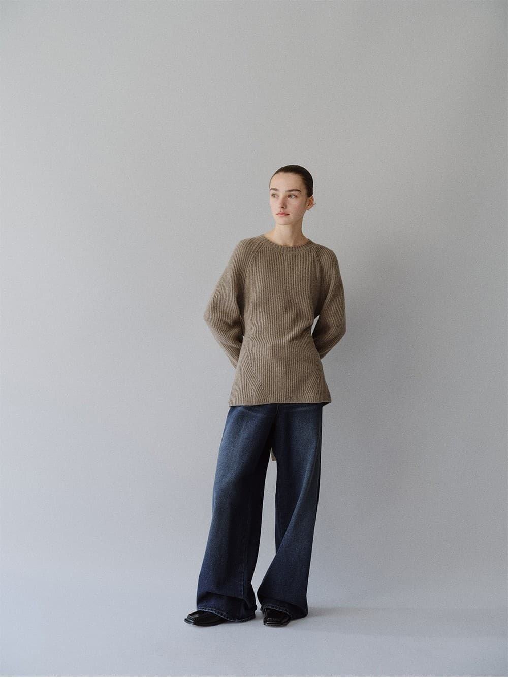 TFW MERINO WOOL BACK OPEN KNIT TOP_ASH BROWN — vue 6