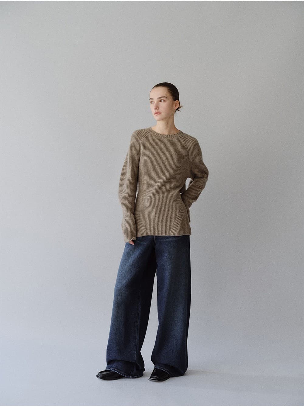 TFW MERINO WOOL BACK OPEN KNIT TOP_ASH BROWN — vue 7