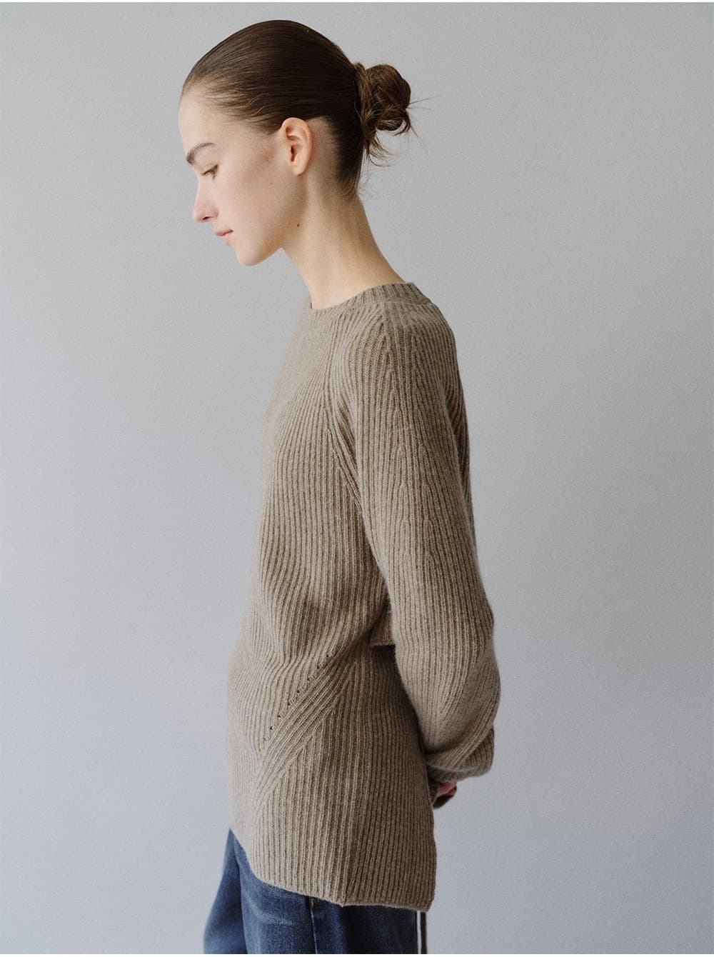 TFW MERINO WOOL BACK OPEN KNIT TOP_ASH BROWN — vue 9