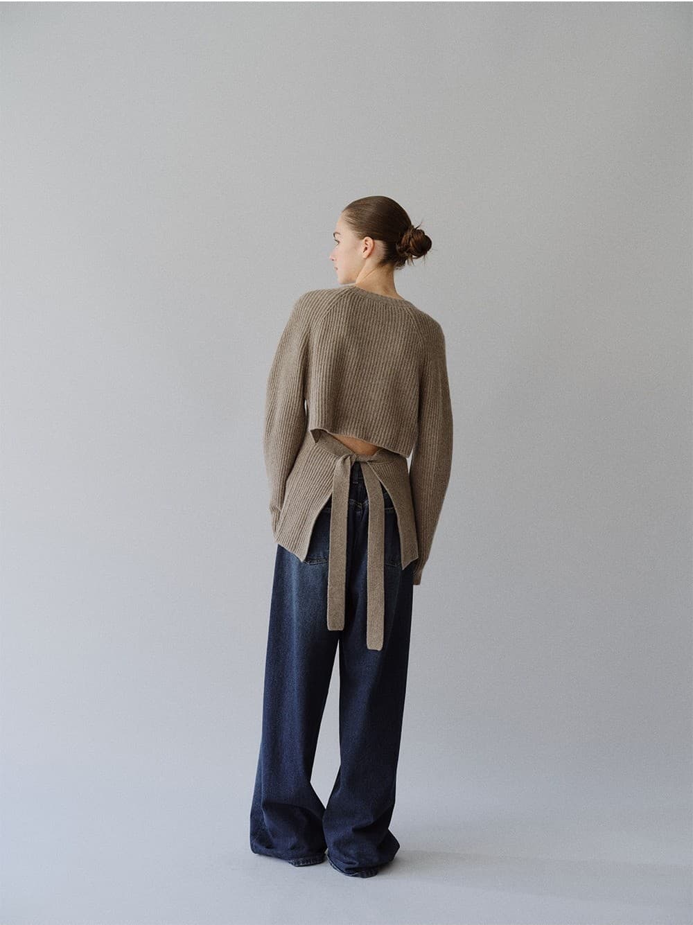 TFW MERINO WOOL BACK OPEN KNIT TOP_ASH BROWN — vue 11
