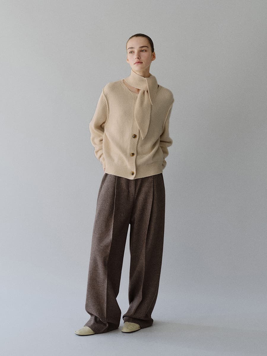 TFW CASHMERE WOOL MUFFLER KNIT CARDIGAN_OATMEAL — vue 4