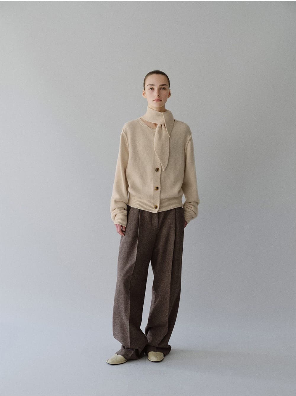 TFW CASHMERE WOOL MUFFLER KNIT CARDIGAN_OATMEAL — vue 7