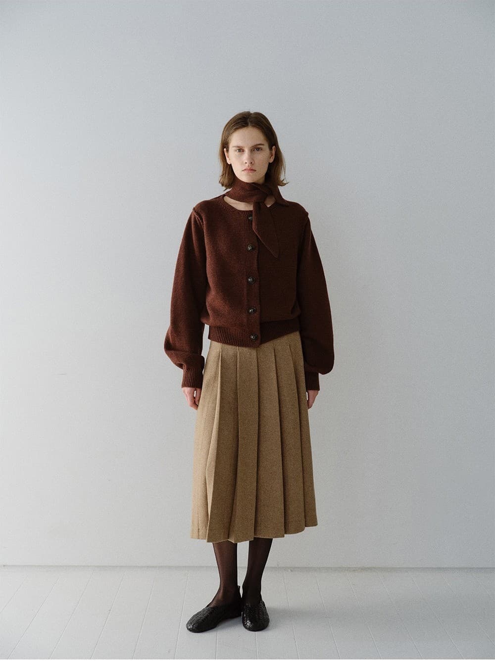 TFW CASHMERE WOOL MUFFLER KNIT CARDIGAN_BROWN — vue 6