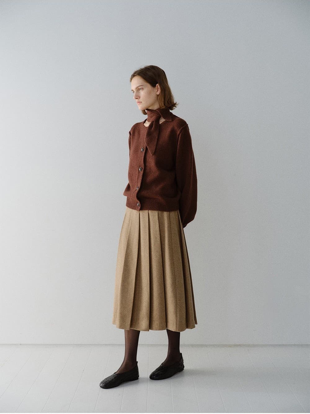 TFW CASHMERE WOOL MUFFLER KNIT CARDIGAN_BROWN — vue 9