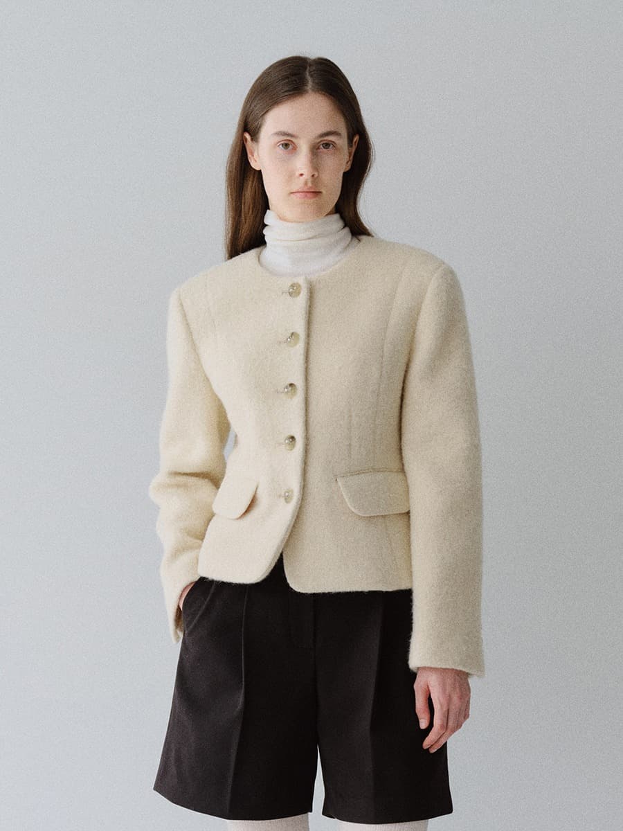 TFW ALPACA WOOL NO-COLLAR JACKET_I-BEIGE — vue 2