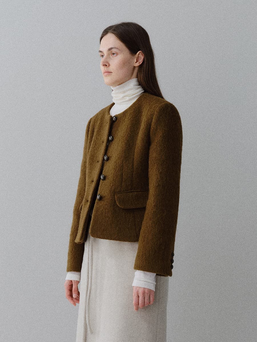 TFW ALPACA WOOL NO-COLLAR JACKET_BROWN — vue 2