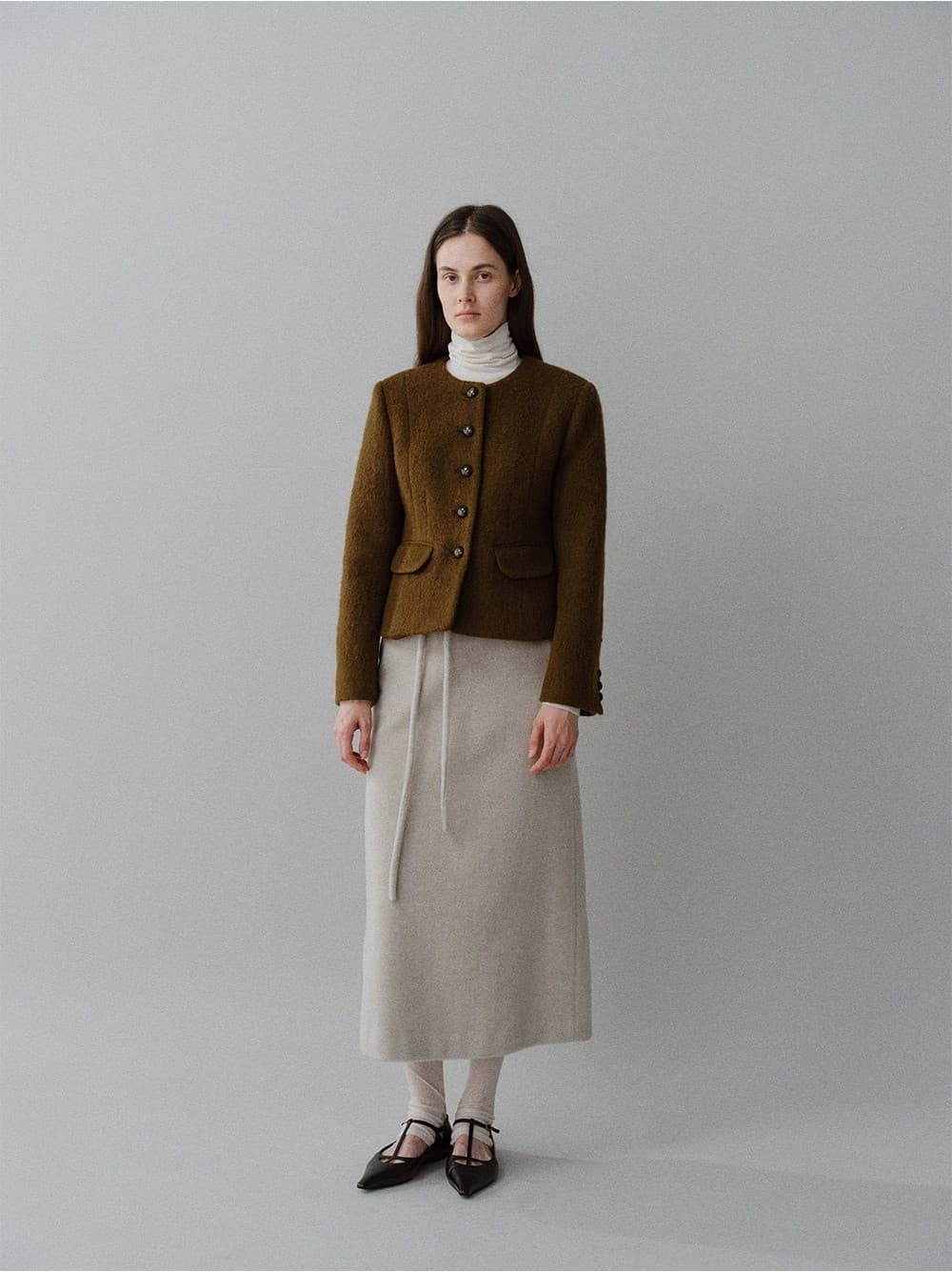 TFW ALPACA WOOL NO-COLLAR JACKET_BROWN — vue 6