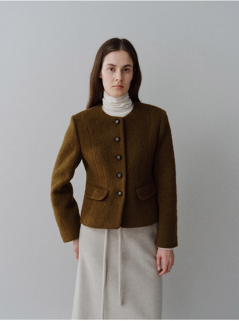 TFW ALPACA WOOL NO-COLLAR JACKET_BROWN — vue 7