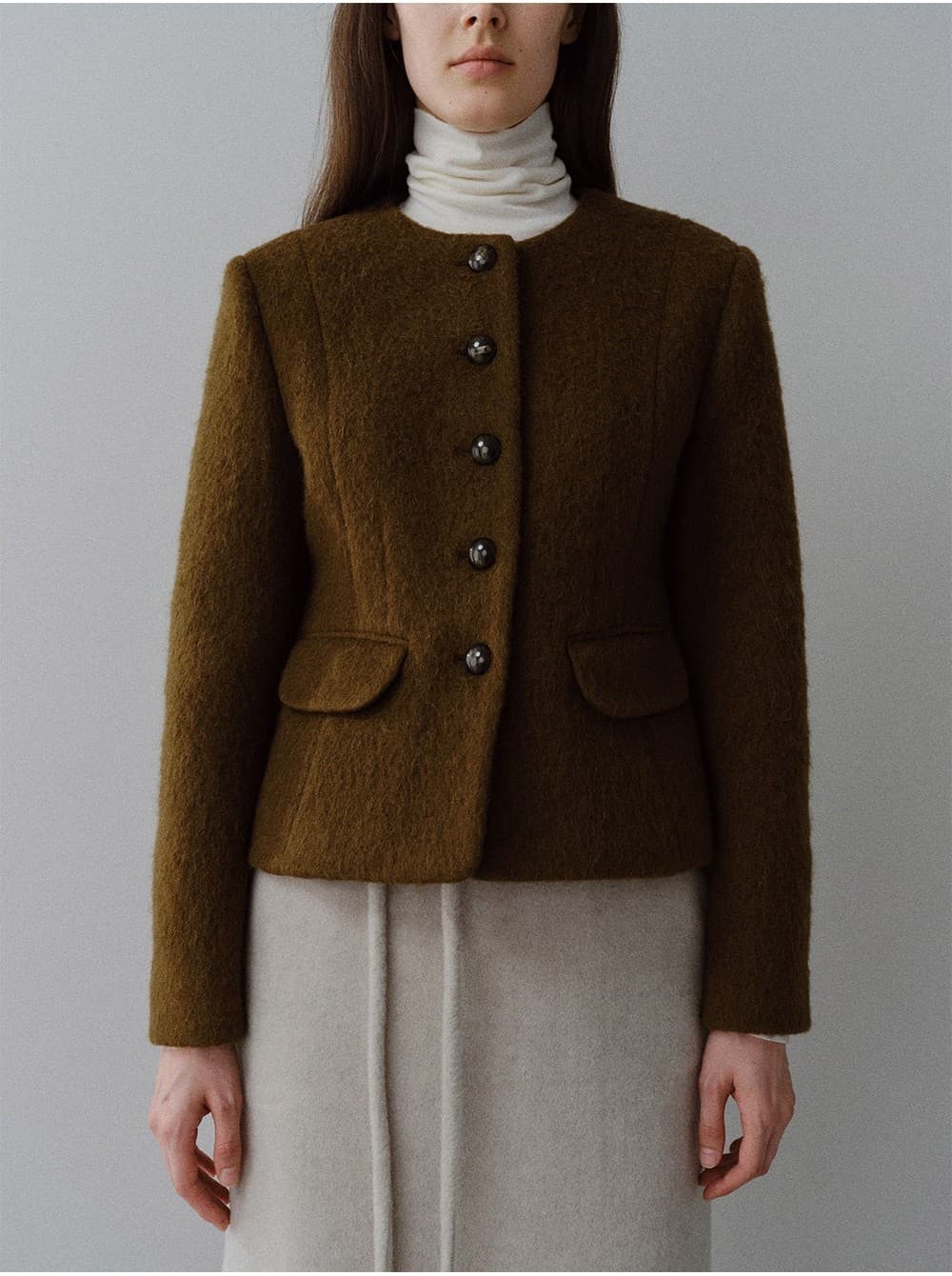 TFW ALPACA WOOL NO-COLLAR JACKET_BROWN — vue 8