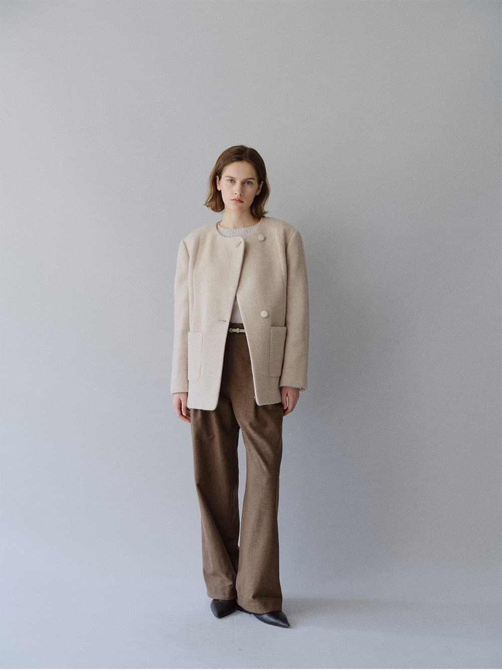 TFW COLLARLESS BOUCLE BLAZER_OATMEAL — vue 5