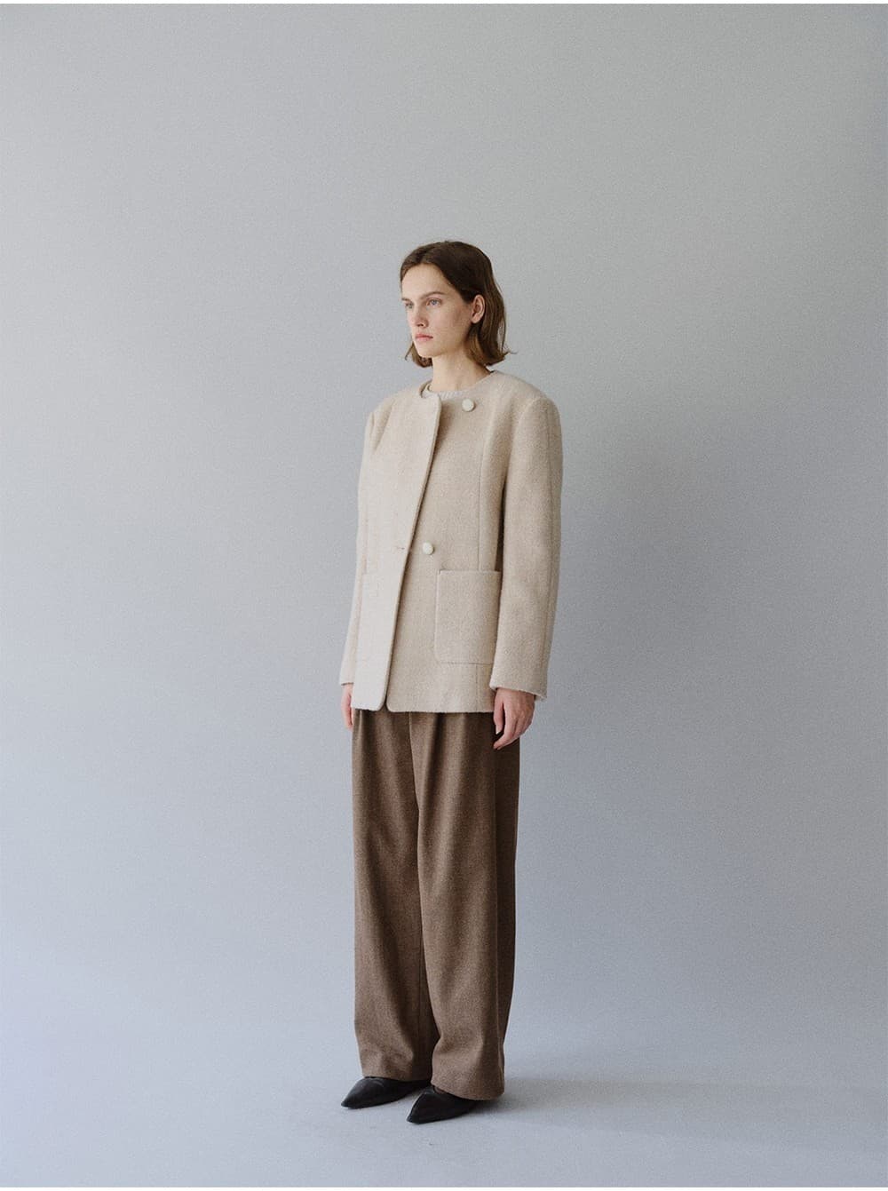 TFW COLLARLESS BOUCLE BLAZER_OATMEAL — vue 10