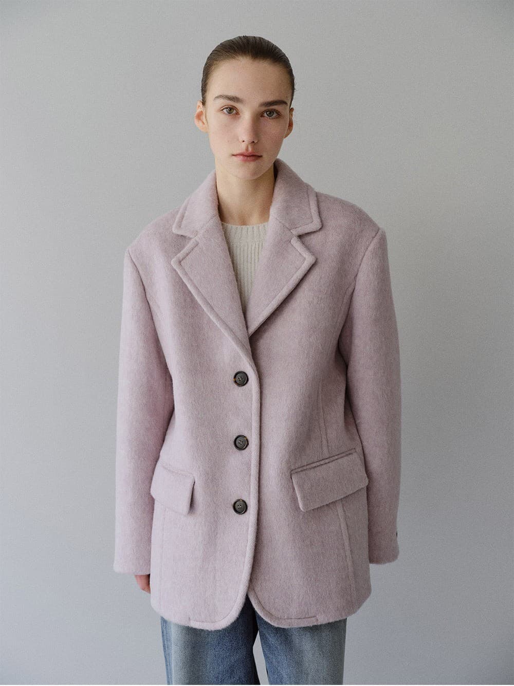 TFW 3BUTTON MELANGE WOOL BLAZER_LAVENDER — vue 5