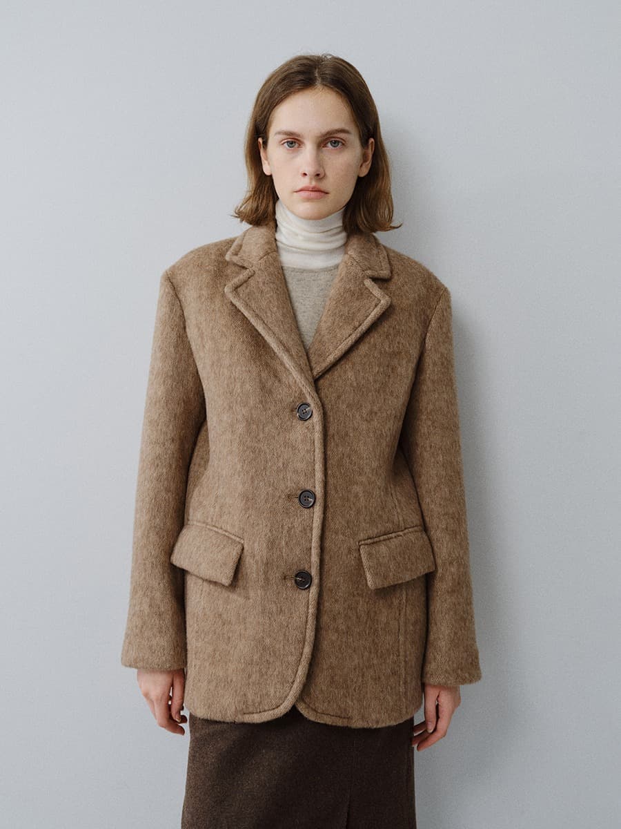 TFW 3BUTTON MELANGE WOOL BLAZER_BROWN — vue 2