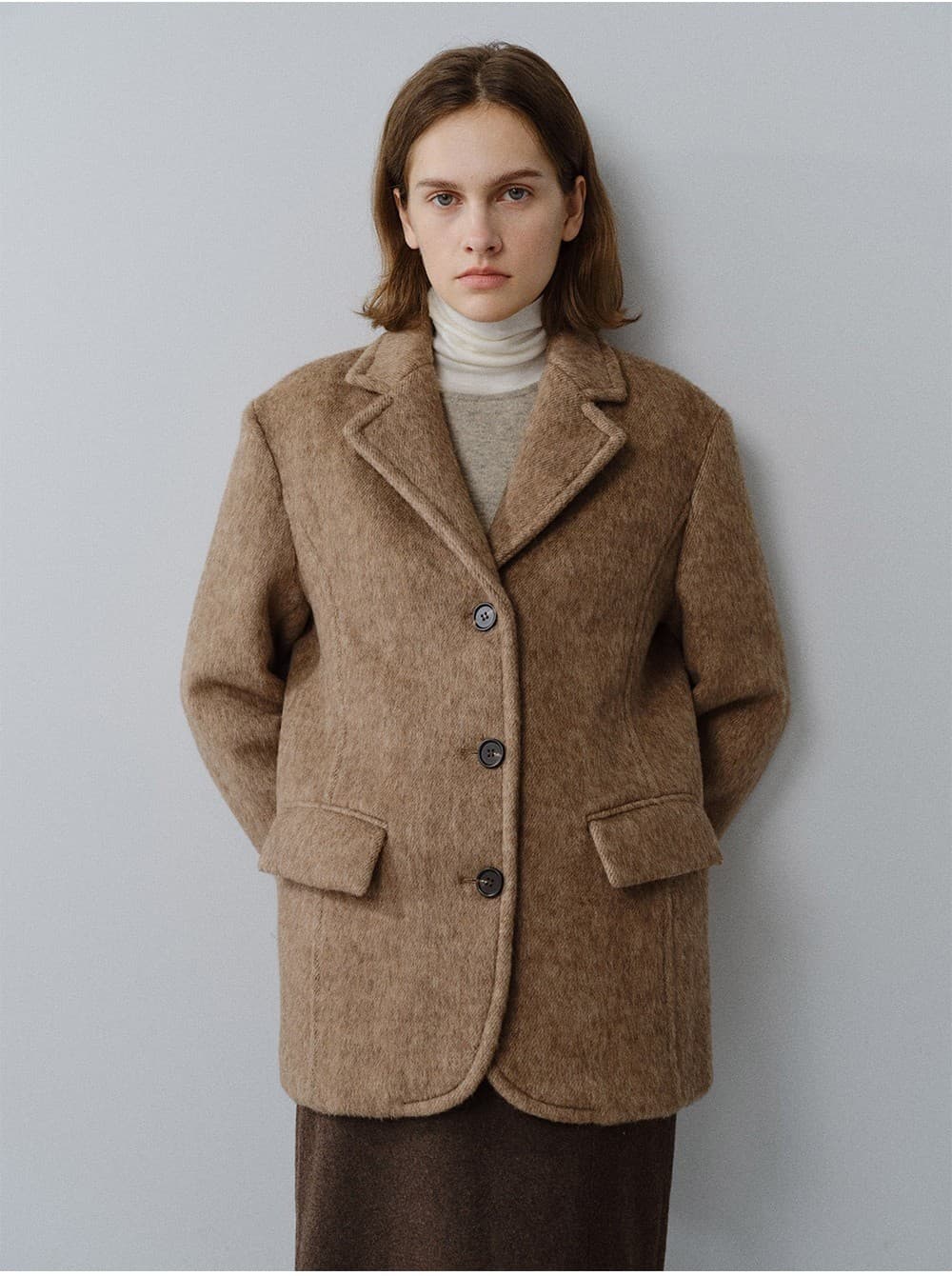 TFW 3BUTTON MELANGE WOOL BLAZER_BROWN — vue 7
