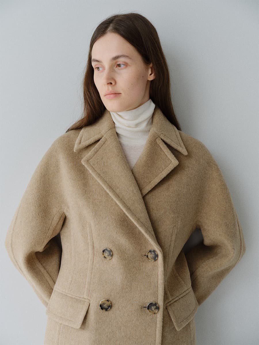 TFW WOOL DOUBLE LINE HALF COAT_OATMEAL — vue 2