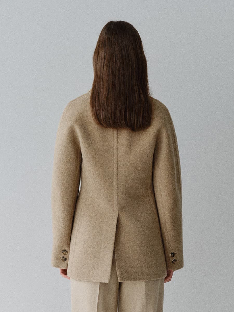 TFW WOOL DOUBLE LINE HALF COAT_OATMEAL — vue 4