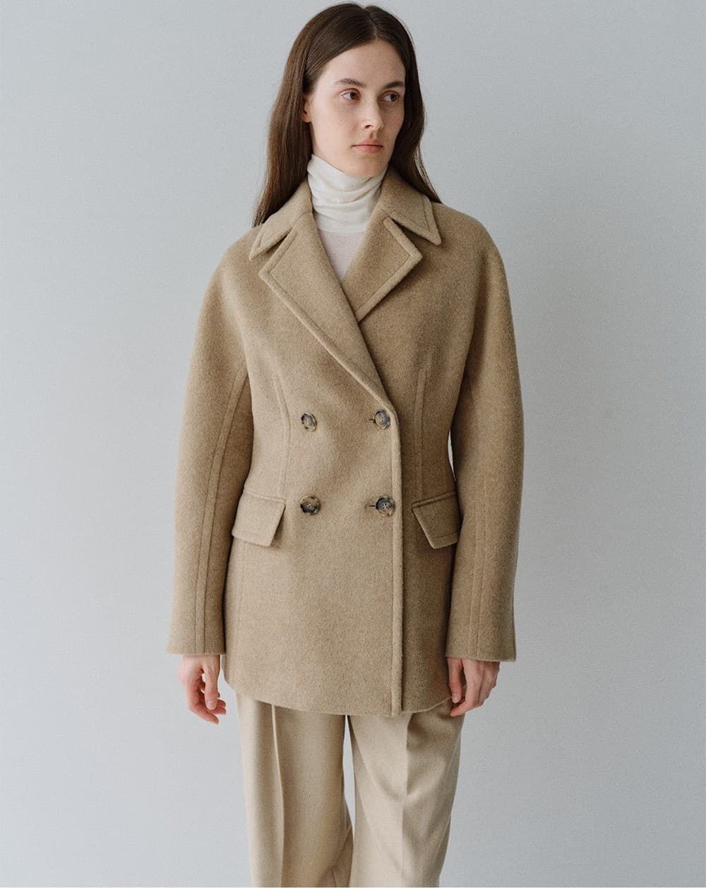 TFW WOOL DOUBLE LINE HALF COAT_OATMEAL — vue 5
