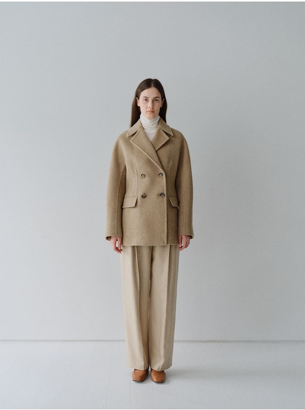 TFW WOOL DOUBLE LINE HALF COAT_OATMEAL — vue 6