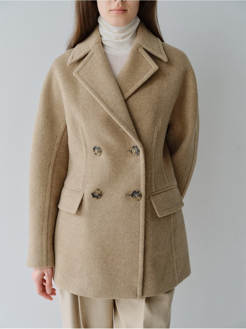 TFW WOOL DOUBLE LINE HALF COAT_OATMEAL — vue 8