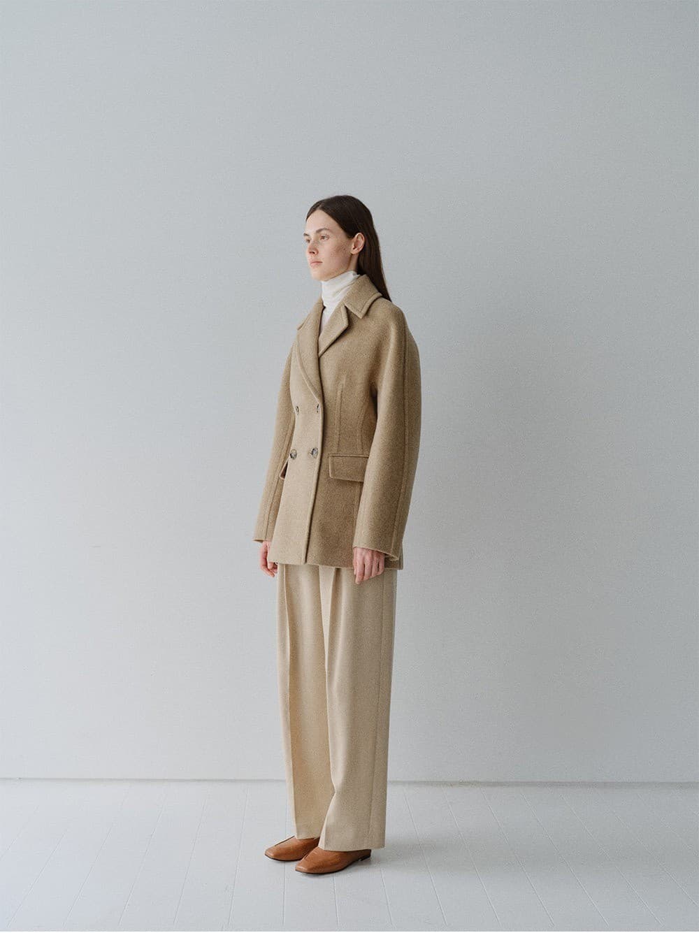 TFW WOOL DOUBLE LINE HALF COAT_OATMEAL — vue 9