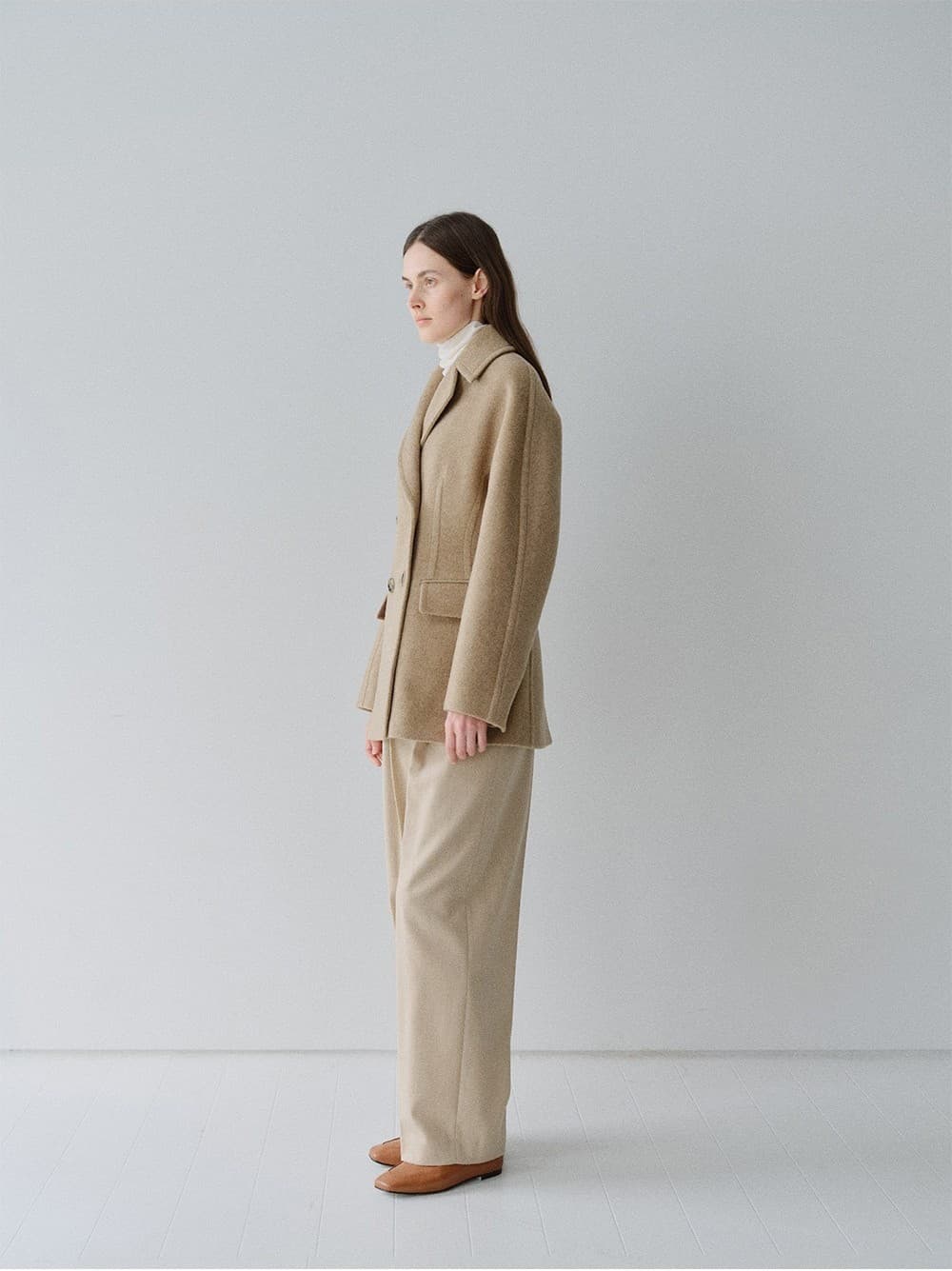 TFW WOOL DOUBLE LINE HALF COAT_OATMEAL — vue 10