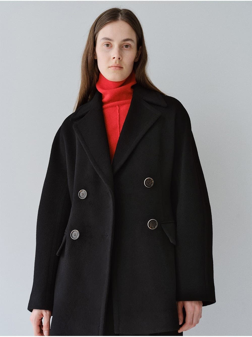 TFW WOOL DOUBLE LINE HALF COAT_BLACK — vue 7
