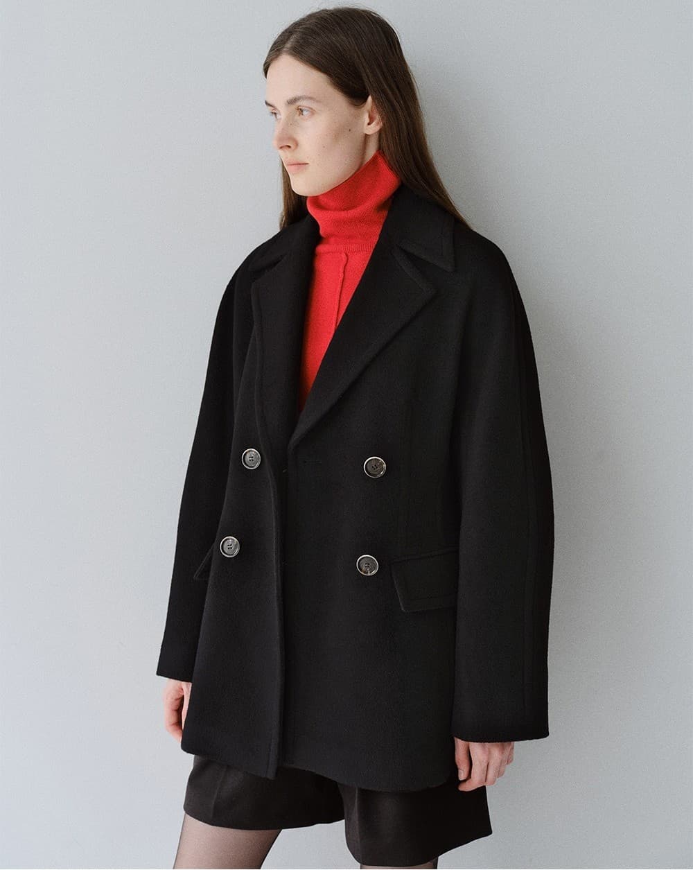 TFW WOOL DOUBLE LINE HALF COAT_BLACK — vue 9
