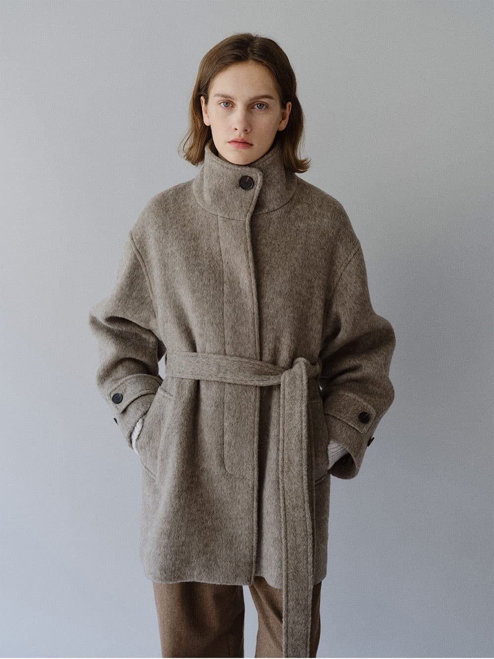 TFW YAK WOOL HIGH NECK HALF COAT_L-BROWN — vue 6