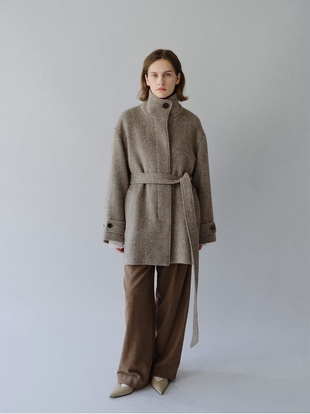 TFW YAK WOOL HIGH NECK HALF COAT_L-BROWN — vue 7