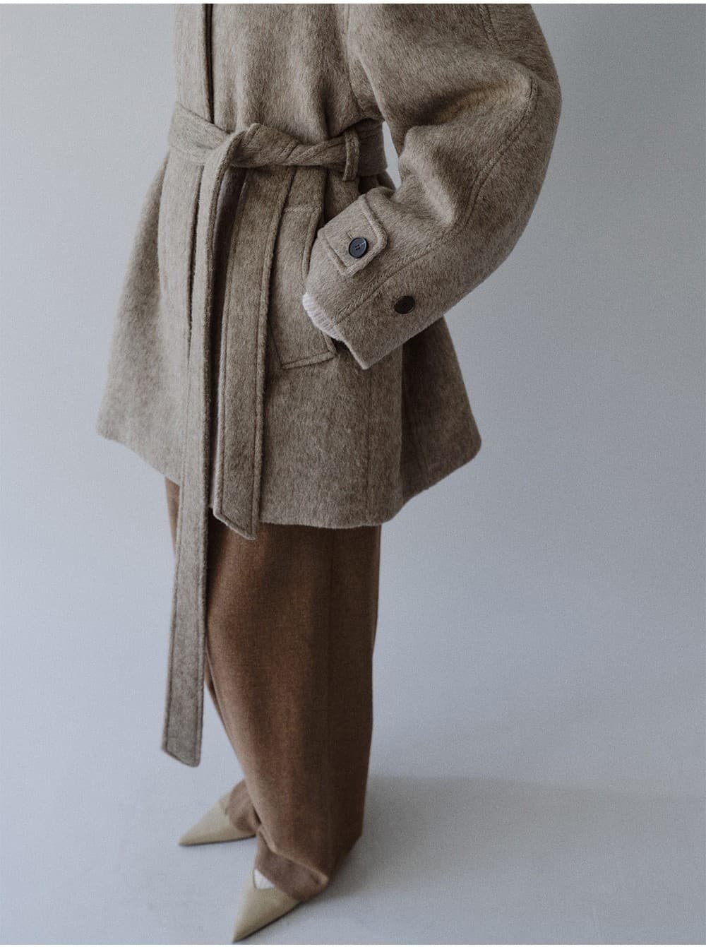 TFW YAK WOOL HIGH NECK HALF COAT_L-BROWN — vue 11