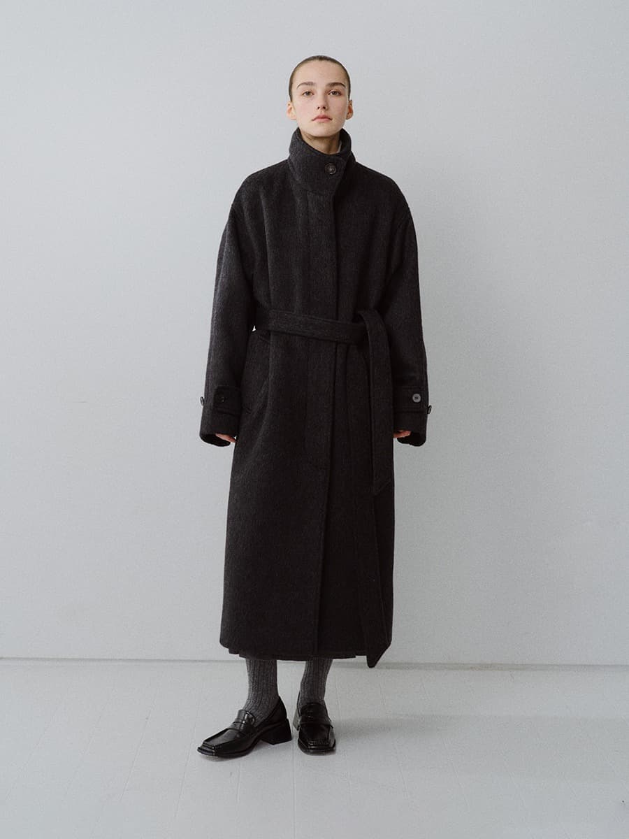 TFW YAK WOOL HIGH NECK COAT_CHARCOAL — vue 2