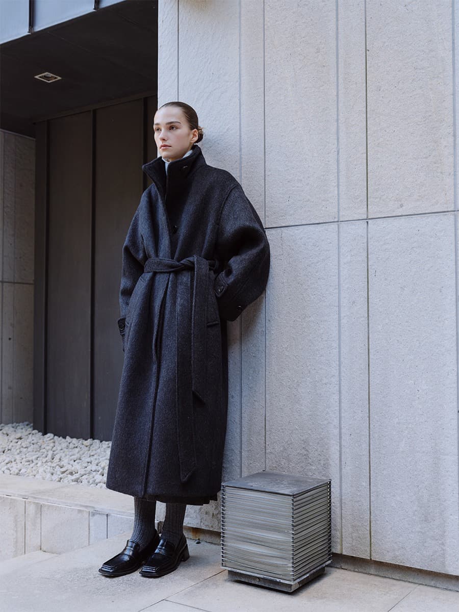 TFW YAK WOOL HIGH NECK COAT_CHARCOAL — vue 4