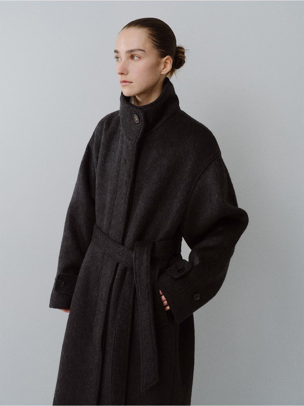 TFW YAK WOOL HIGH NECK COAT_CHARCOAL — vue 11