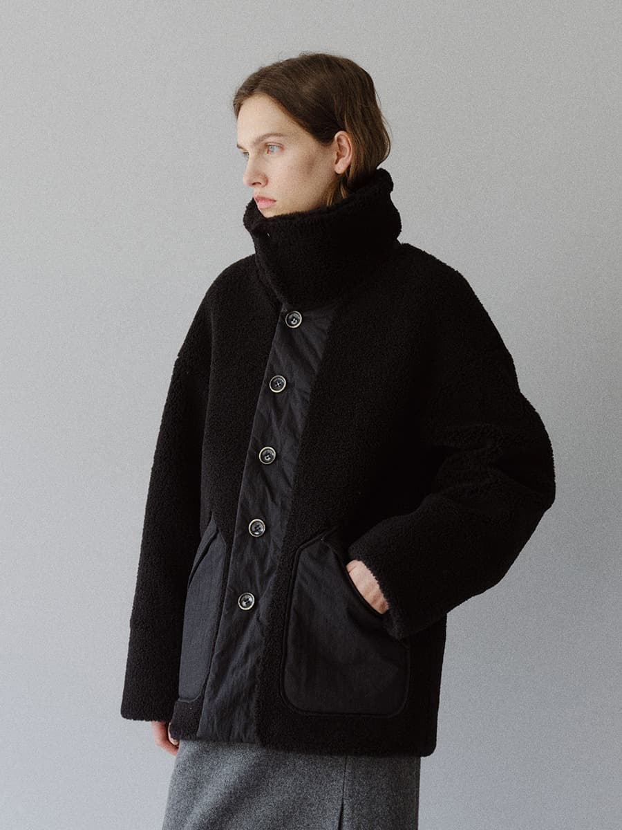 TFW REVERSIBLE PUFFER ECO-SHEARING COAT_BLACK — vue 2