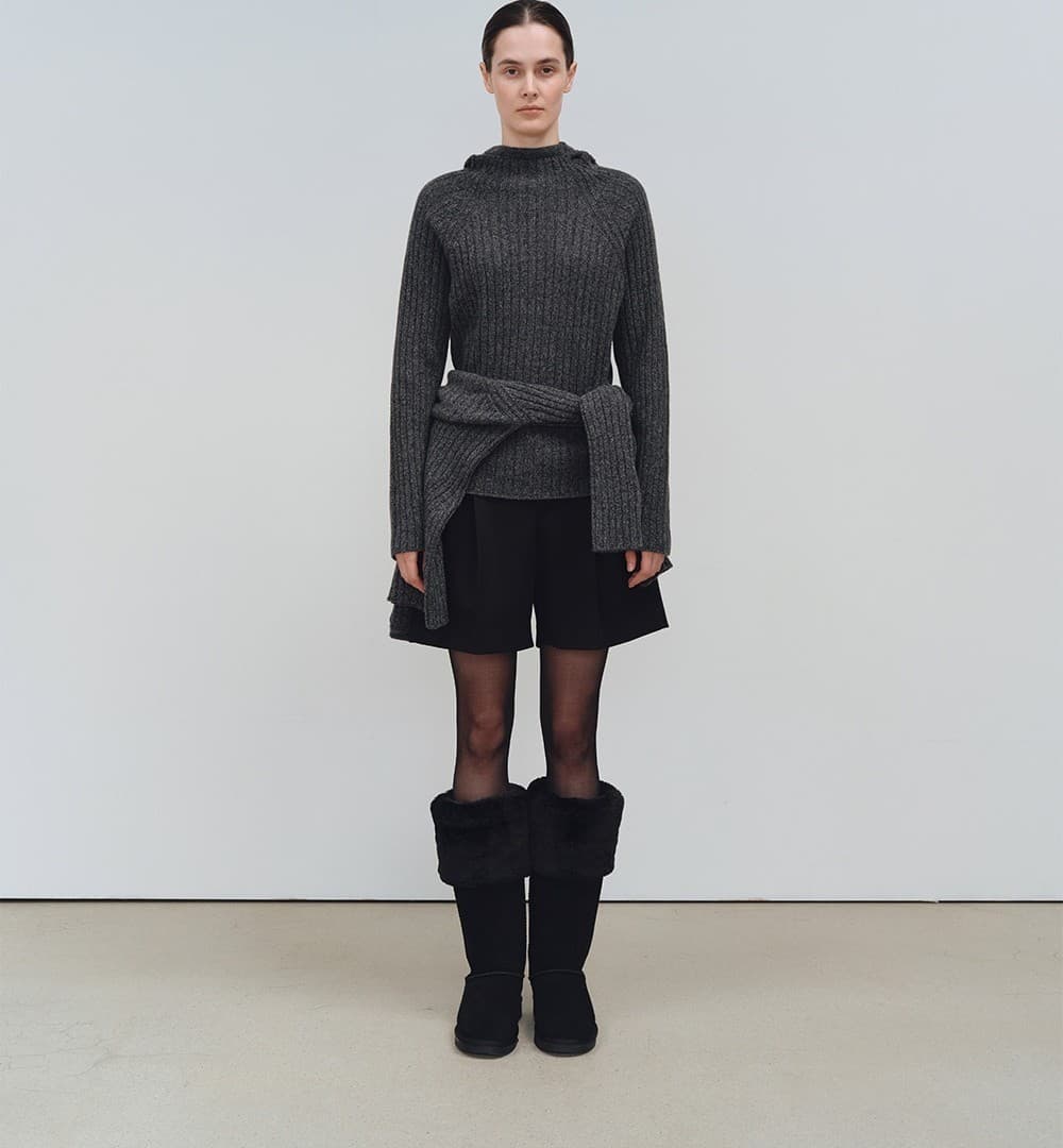 TFW WOOL HOODED RIBBED KNIT TOP_CHARCOAL — vue 6