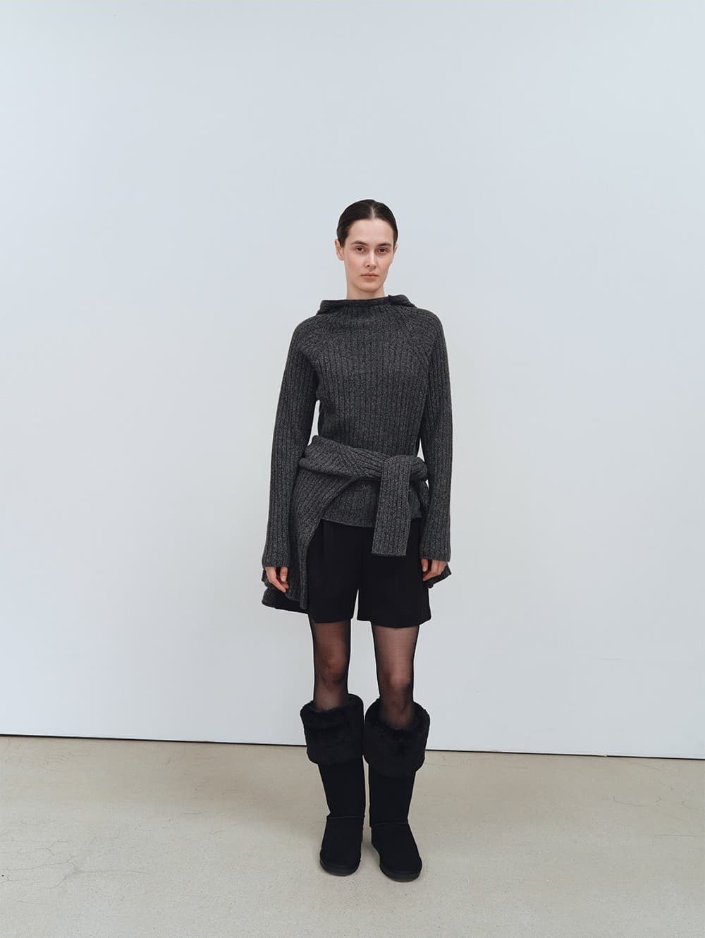 TFW WOOL HOODED RIBBED KNIT TOP_CHARCOAL — vue 7
