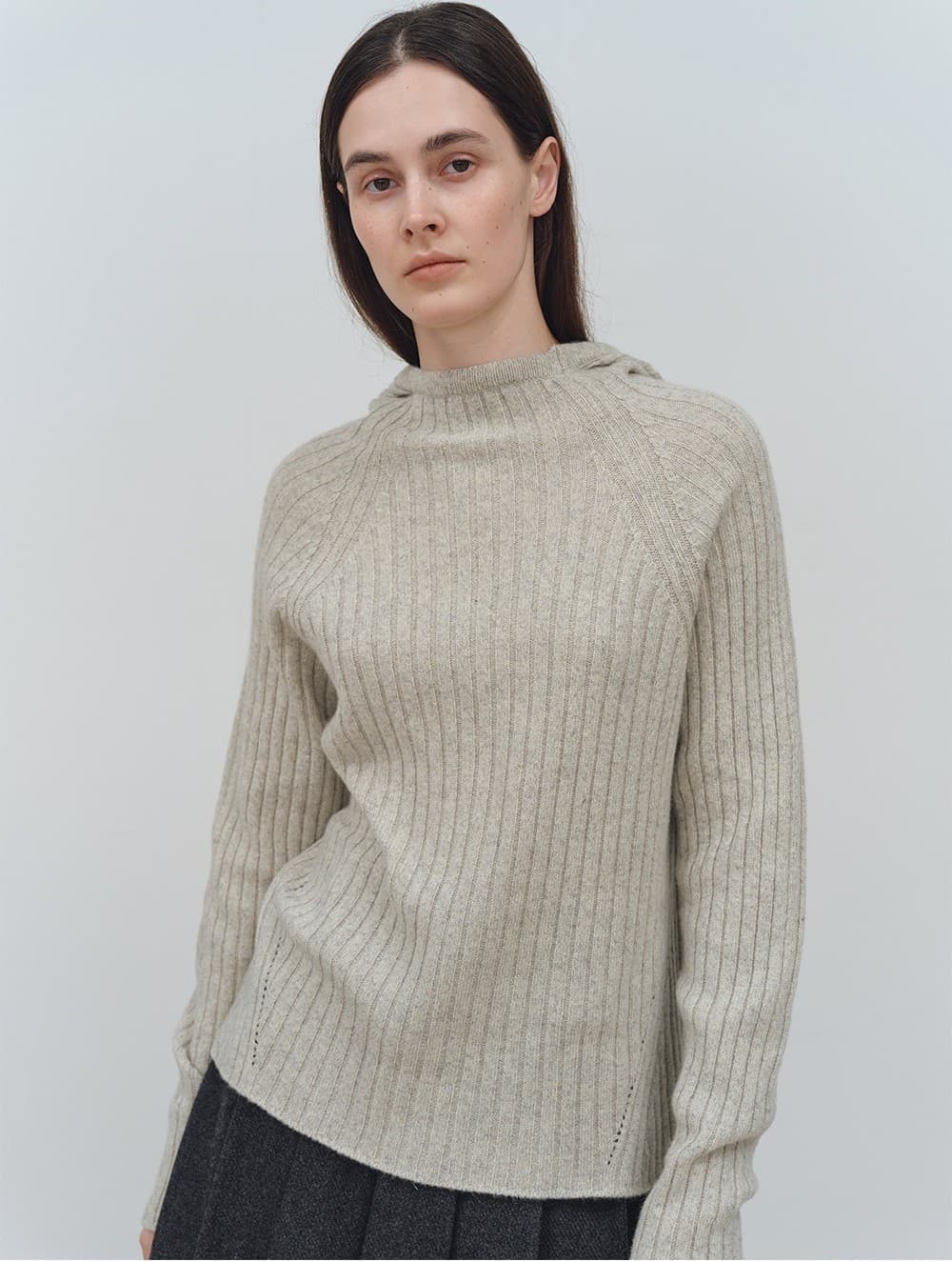TFW WOOL HOODED RIBBED KNIT TOP_GREY — vue 5