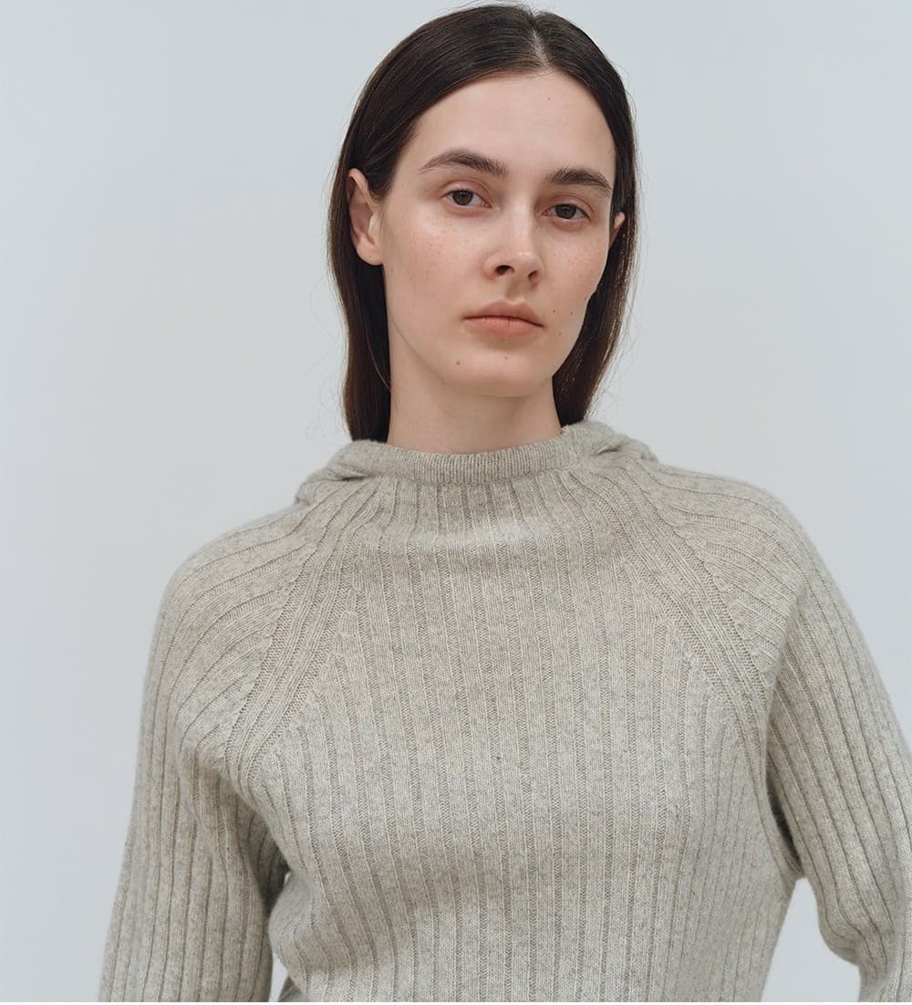 TFW WOOL HOODED RIBBED KNIT TOP_GREY — vue 6