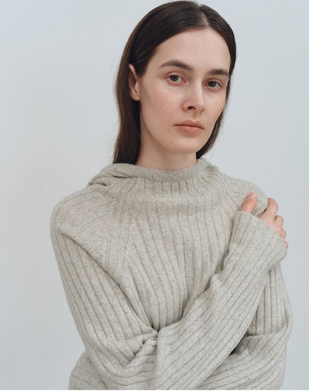TFW WOOL HOODED RIBBED KNIT TOP_GREY — vue 9