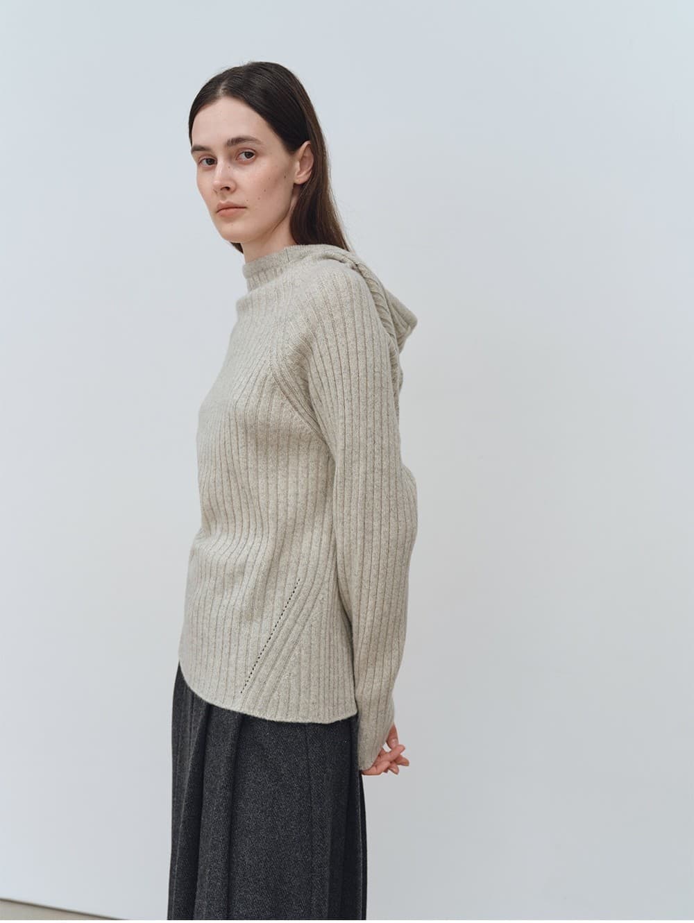 TFW WOOL HOODED RIBBED KNIT TOP_GREY — vue 10