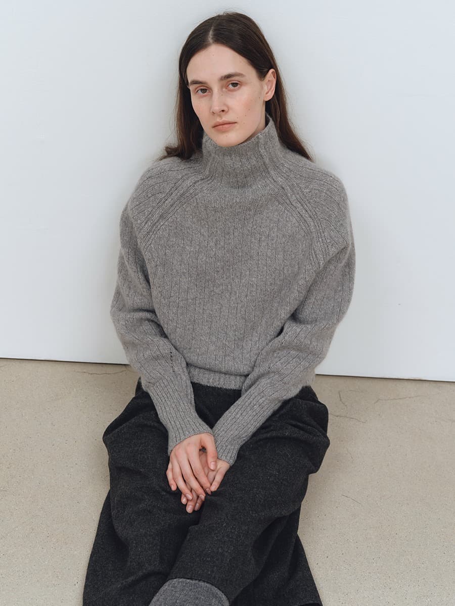 TFW KID MOHAIR TURTLENECK KNIT TOP_GREY — vue 4