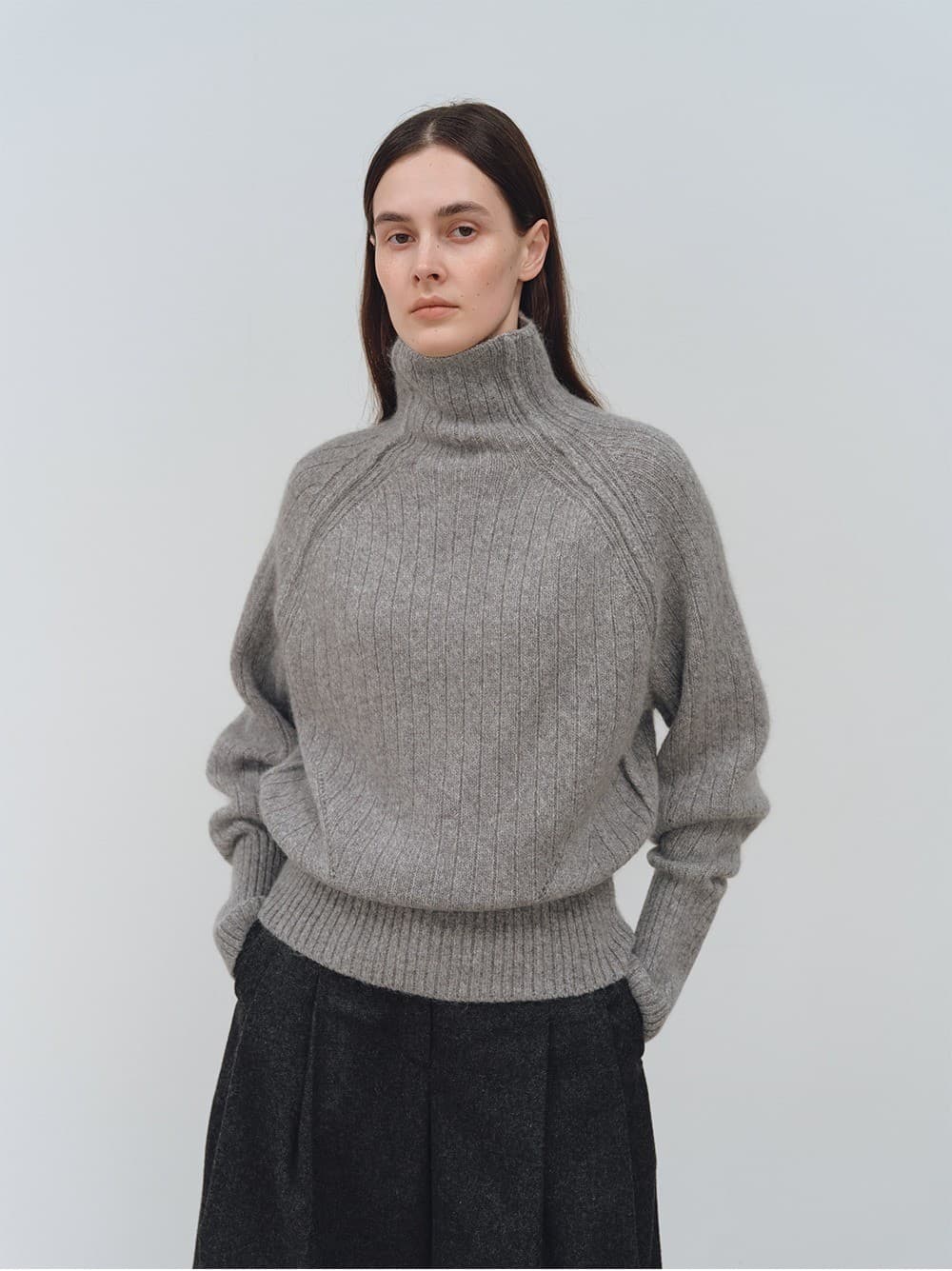 TFW KID MOHAIR TURTLENECK KNIT TOP_GREY — vue 5